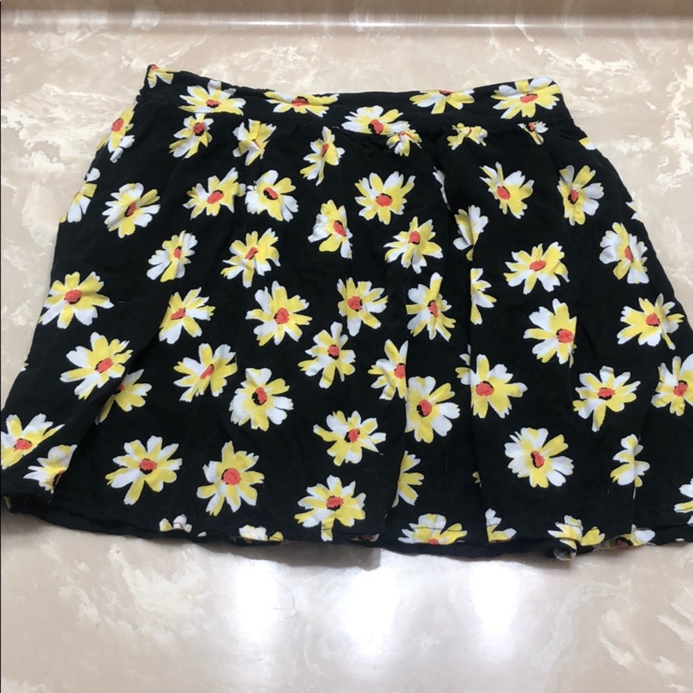 Black Floral Skater Skirt